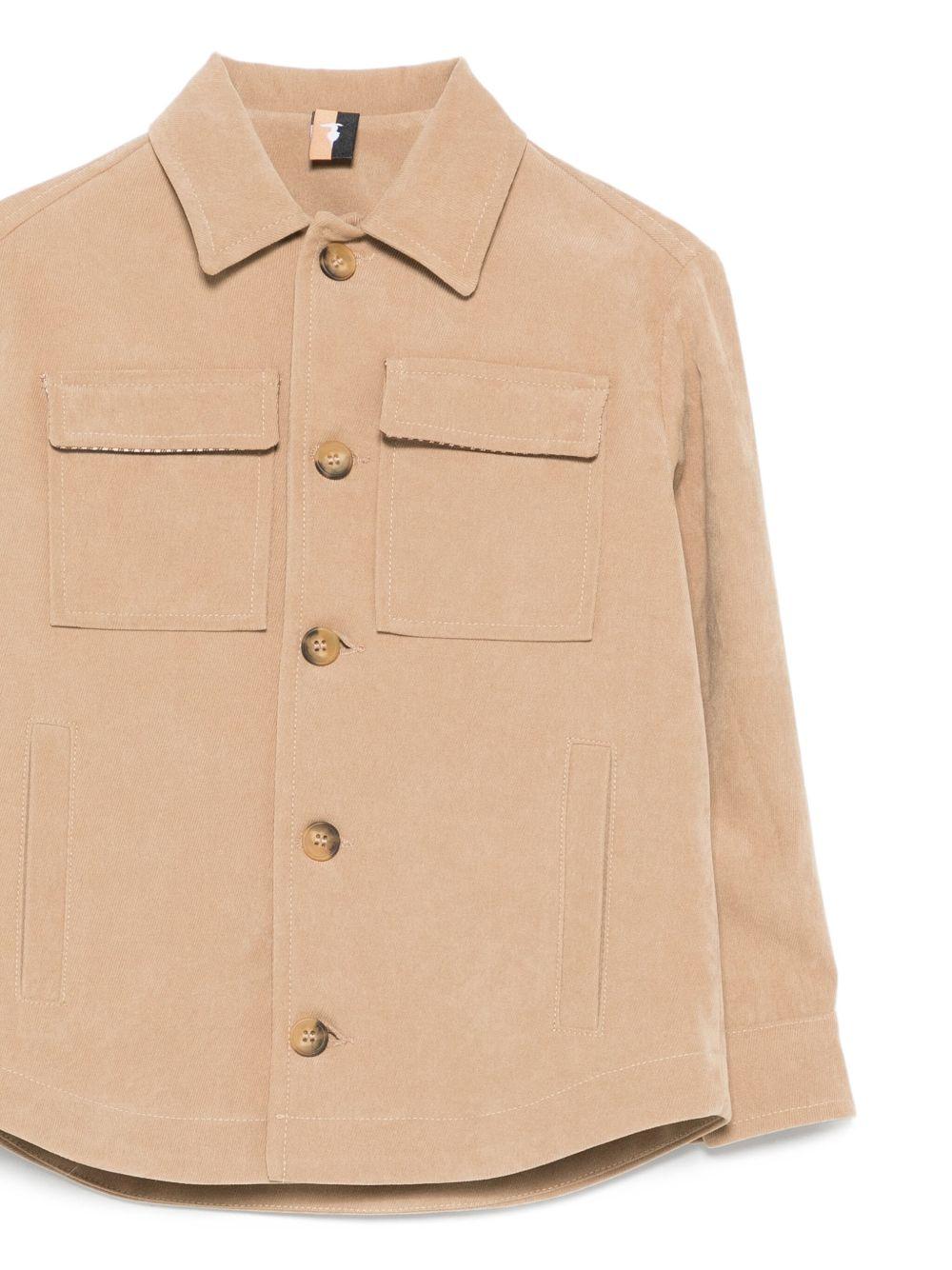 Camicia per bambino Trussardi Junior marrone con patta e tasche con bottoni - Rubino Kids