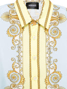 Camicia per bambino Versace Kids azzurra con motivo barocco - Rubino Kids