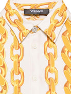 Camicia per bambino Versace Kids beige con stampa catena - Rubino Kids