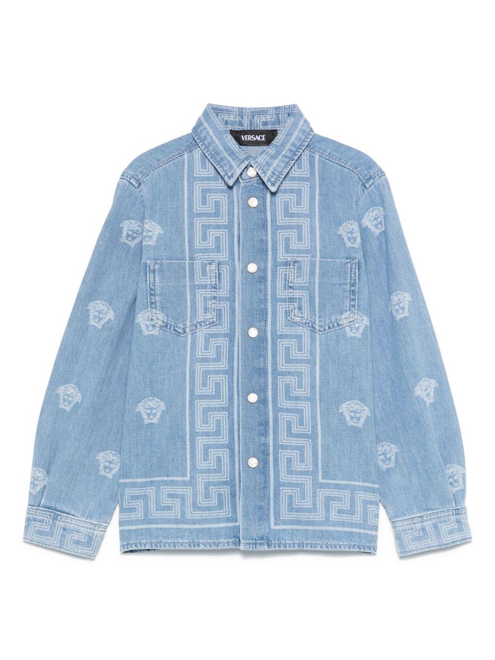 Camicia per bambino Versace Kids Medusa in denim con stampa - Rubino Kids