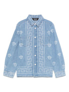 Camicia per bambino Versace Kids Medusa in denim con stampa - Rubino Kids