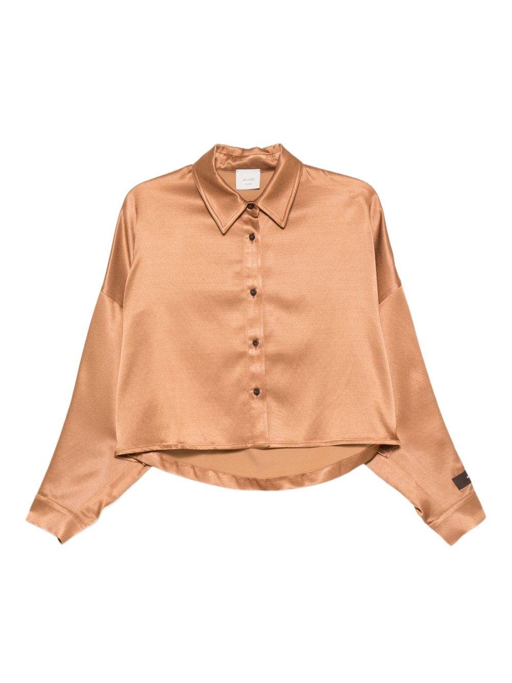 Camicia per donna Alysi marrone con lunghezza crop - Rubino Kids