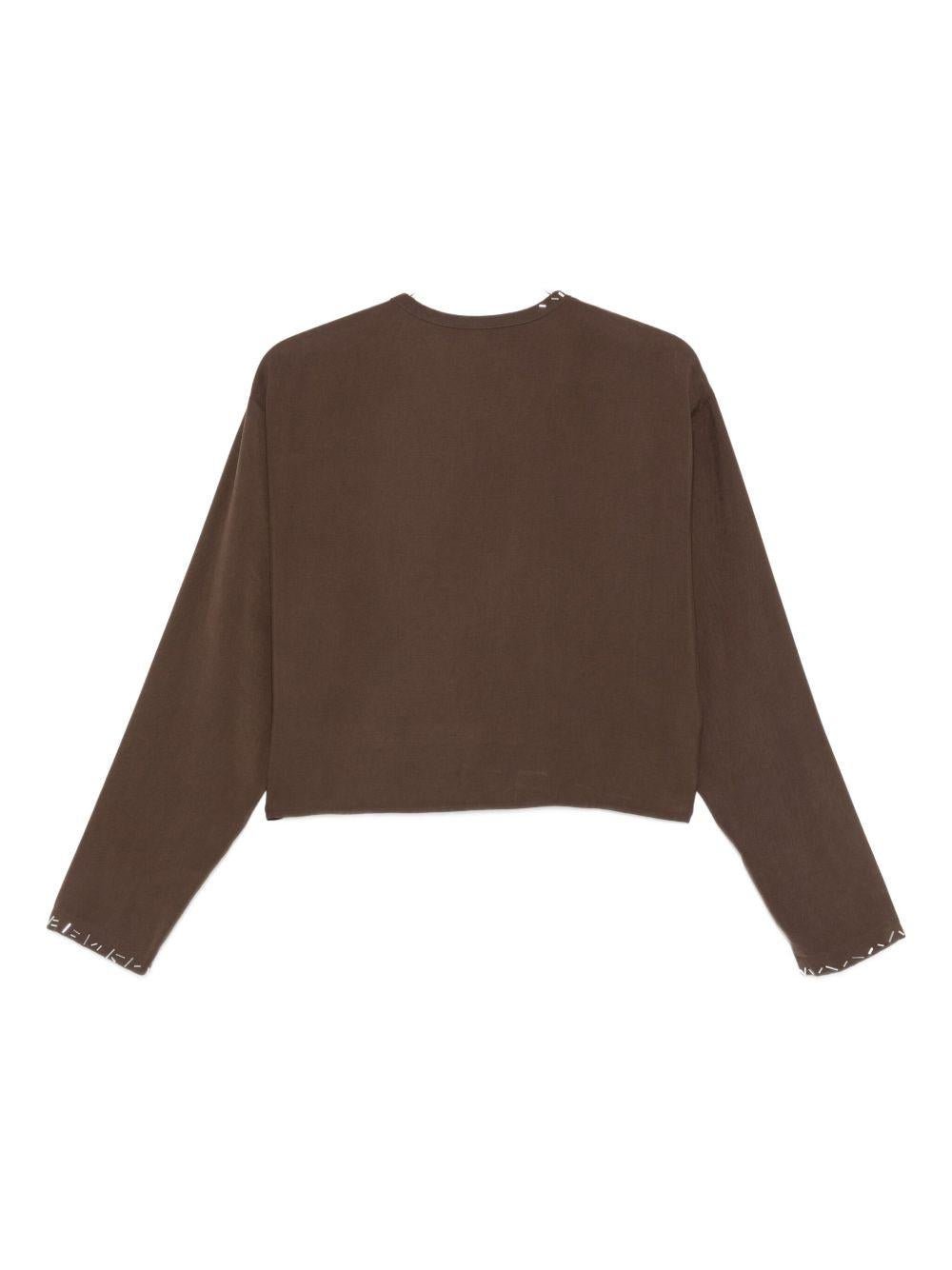 Camicia per donna ALYSI marrone con rifiniture ricamate - Rubino Kids