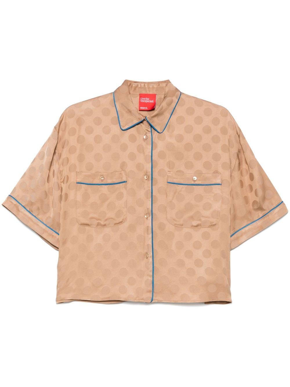 Camicia per donna Merci beige a pois con bordo a contrasto - Rubino Kids