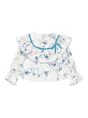 Camicia per neonata A'lapage azzurra con stampa floreale