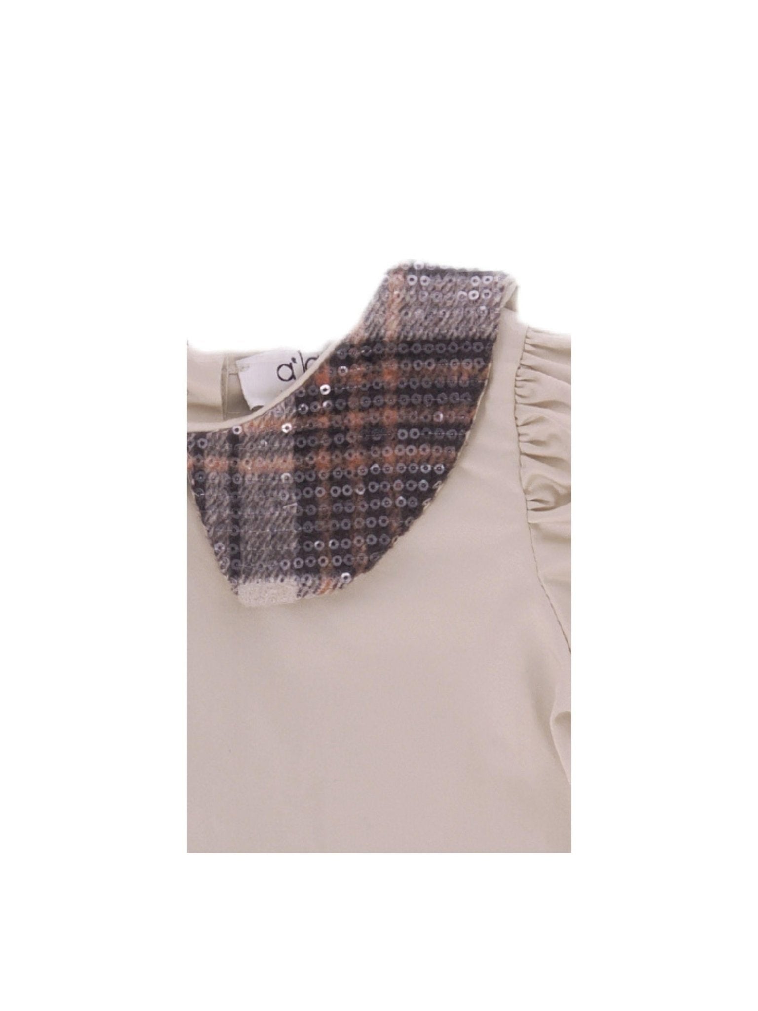 Camicia per neonata A'lapage beige con colletto con motivo scozzese - Rubino Kids