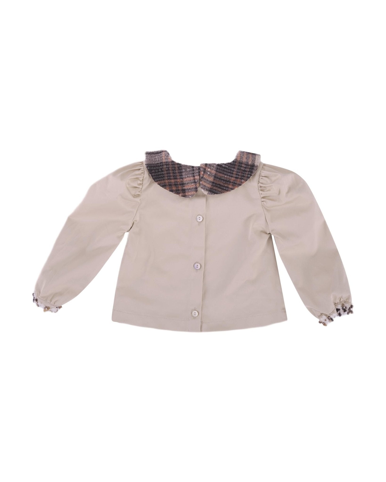 Camicia per neonata A'lapage beige con colletto con motivo scozzese - Rubino Kids