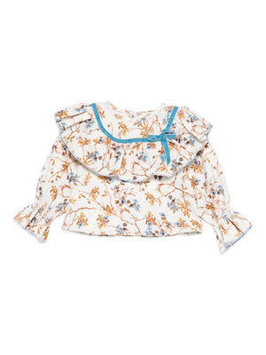 Camicia per neonata A'lapage écru con stampa floreale