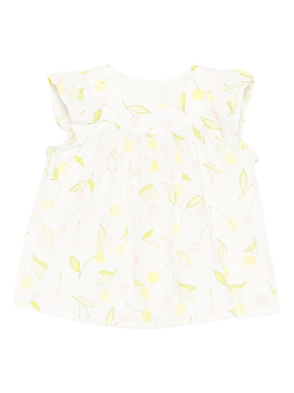 Camicia per neonata Bonpoint bianco con maniche arricciate - Rubino Kids