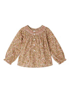 Camicia per neonata bonpoint rosa con scollo arricciato e polsini con ruches - Rubino Kids