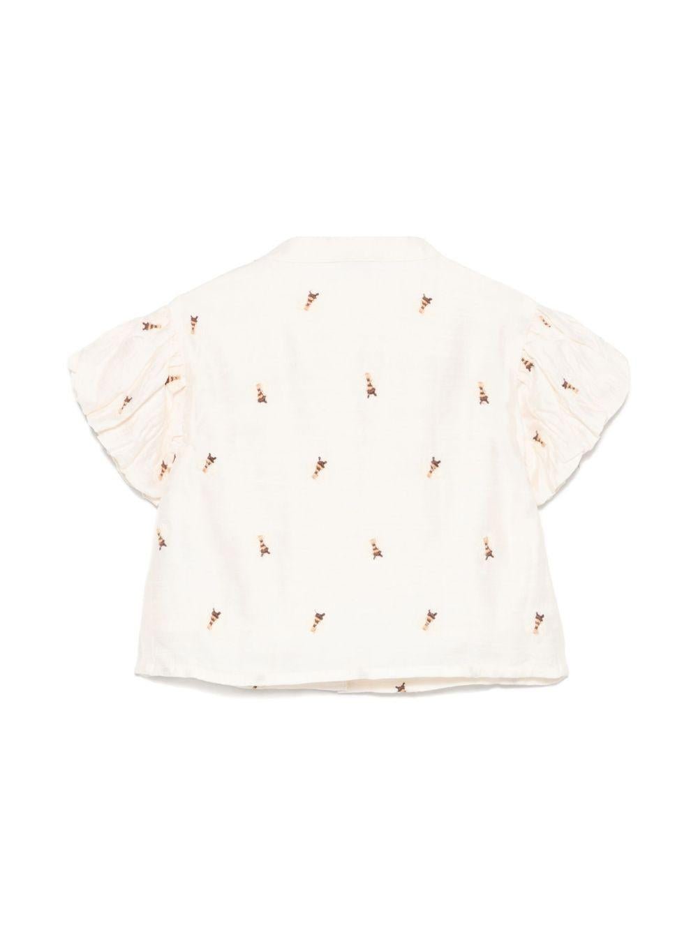 Camicia per neonata Donsje Ezrah beige con ricamo all - over - Rubino Kids