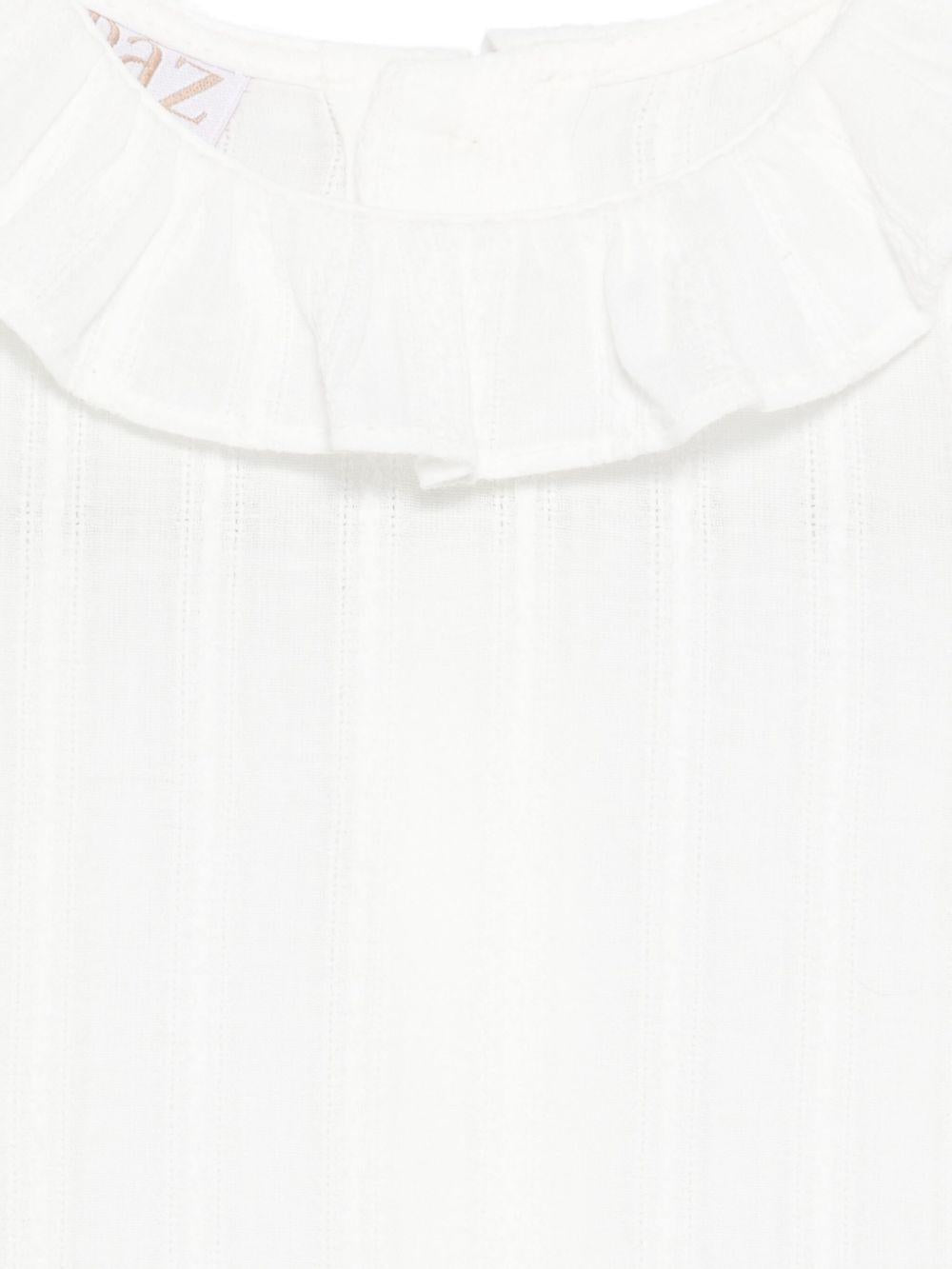 Camicia per neonata Paz Rodríguez bianca con colletto arricciato - Rubino Kids