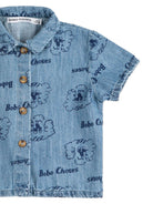 Camicia per neonato Bobo Choses azzurro con stampa grafica all - over - Rubino Kids