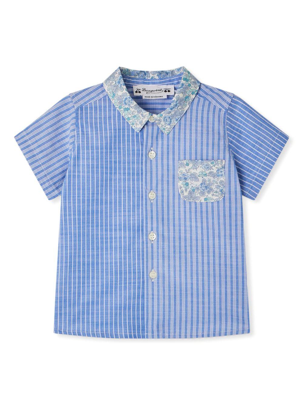 Camicia per neonato Bonpoint Fredy azzurro con motivo gessato - Rubino Kids