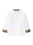 Camicia per neonato Burberry Kids Oxford bianco con bordo a quadri - Rubino Kids