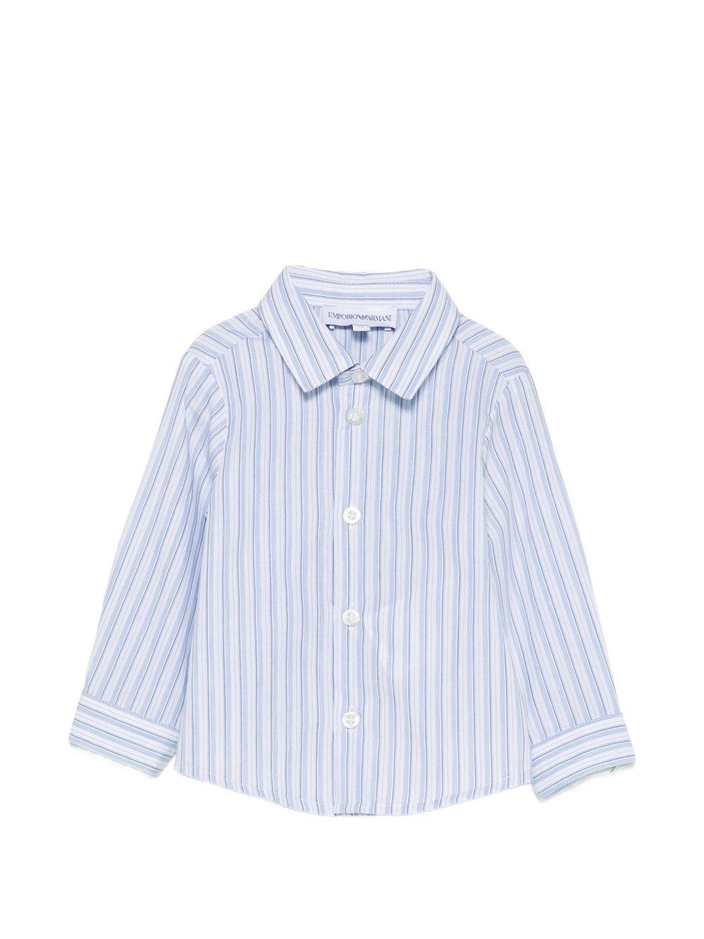 Camicia per neonato Emporio Armani Kids azzurra con design a righe - Rubino Kids