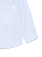 Camicia per neonato Emporio Armani Kids azzurra con dettagli ricamati - Rubino Kids