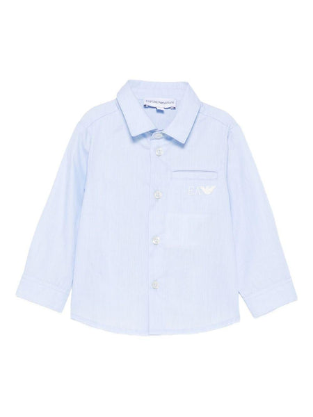 EMPORIO ARMANI キッズブラウス Emporio Armani Kids baby boy's light blue shirt with embroidered