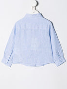 Camicia per neonato Emporio Armani Kids azzurra con logo sul davanti - Rubino Kids