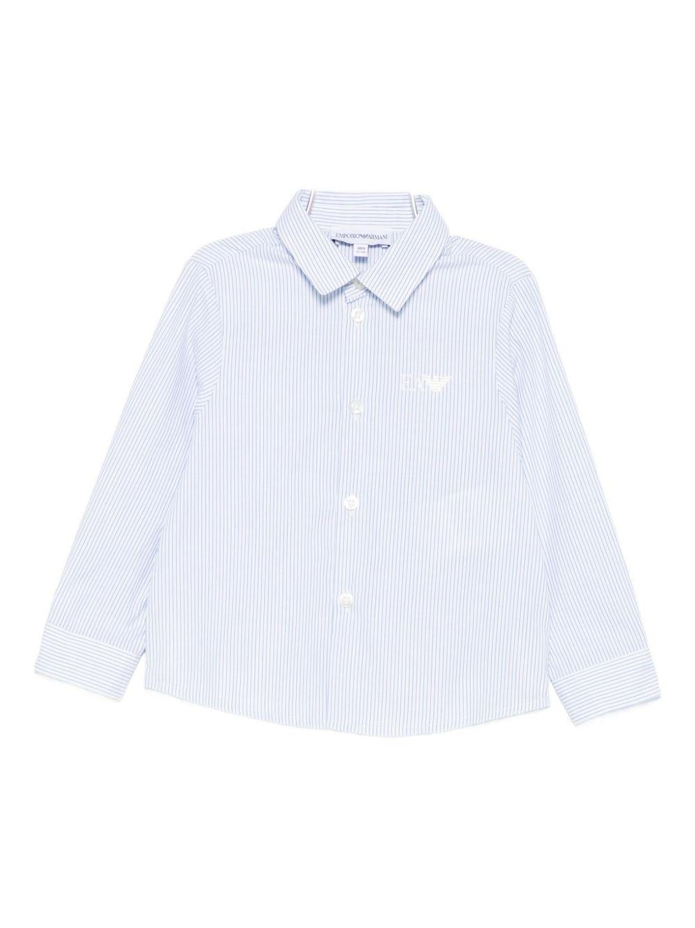 EMPORIO ARMANI キッズブラウス Emporio Armani Kids baby boy's light blue shirt with embroidered