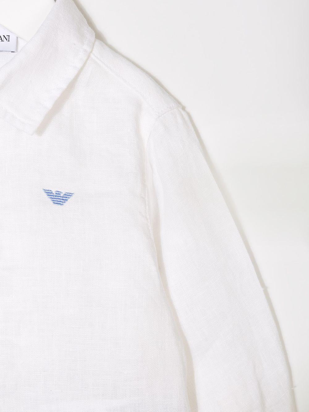 Camicia per neonato Emporio Armani Kids bianca con ricamo logo - Rubino Kids
