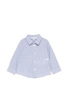 Camicia per neonato Emporio Armani Kids blu con logo aquila sul davanti - Rubino Kids