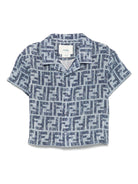 Camicia per neonato Fendi Kids denim con stampa FF - Rubino Kids