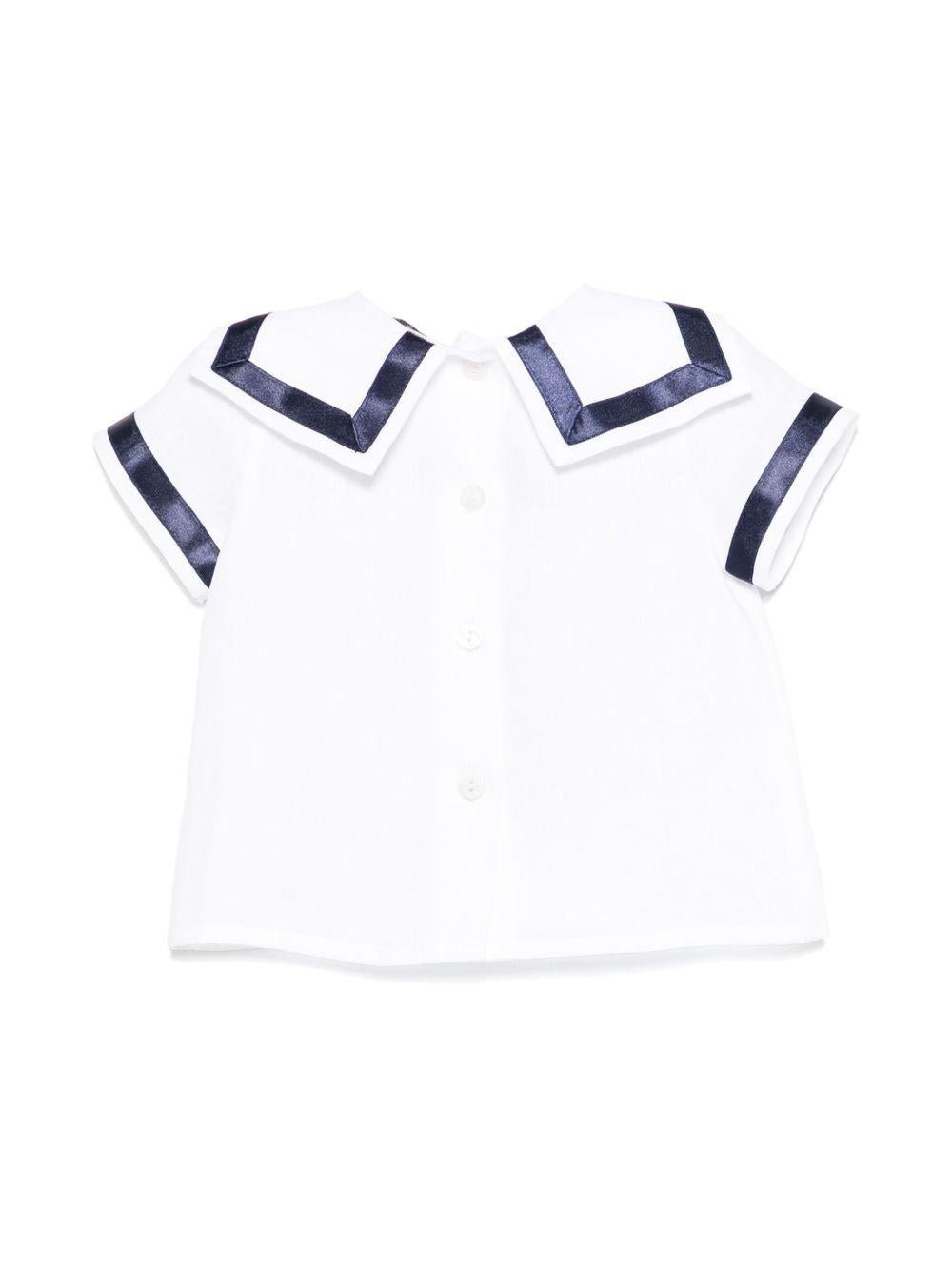 Camicia per neonato JESURUM BABY Ottavio bianco con bordo a righe - Rubino Kids