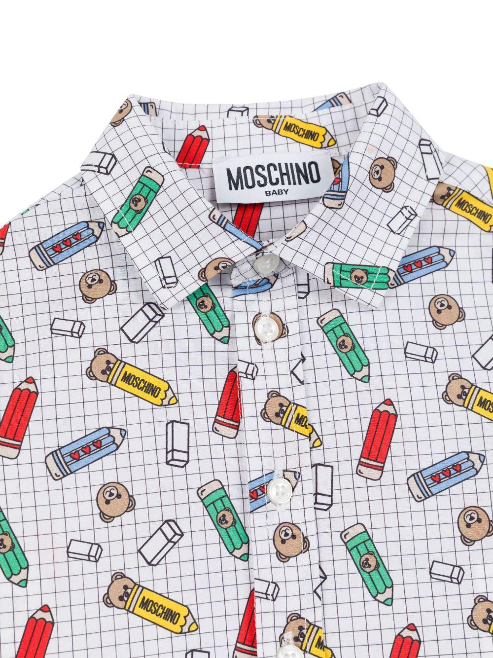 Camicia per neonato Moschino Kids bianco con stampa grafica - Rubino Kids