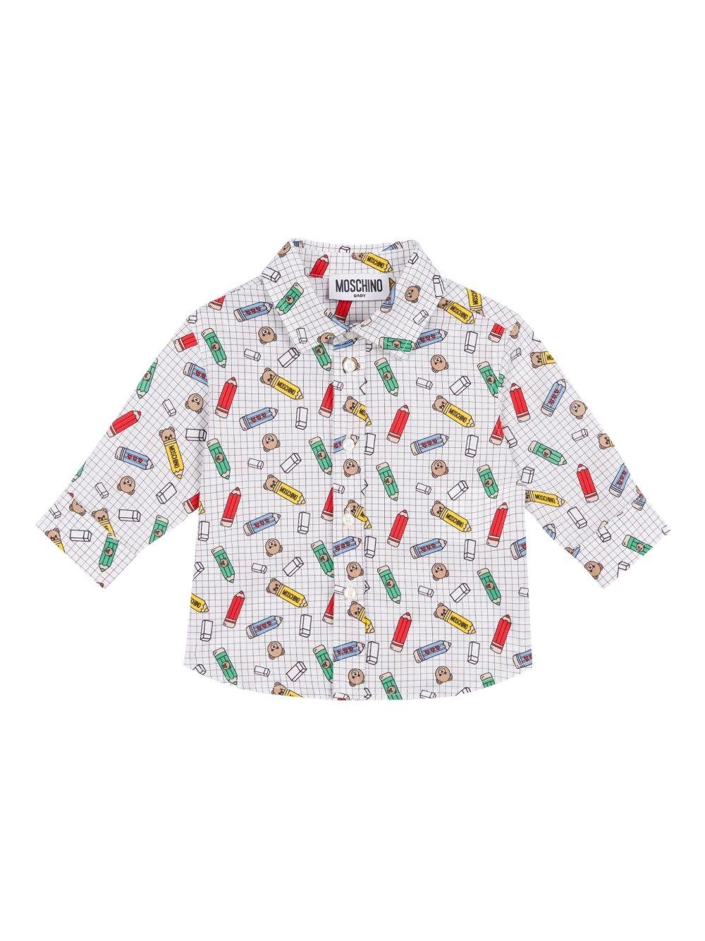 Camicia per neonato Moschino Kids bianco con stampa grafica - Rubino Kids