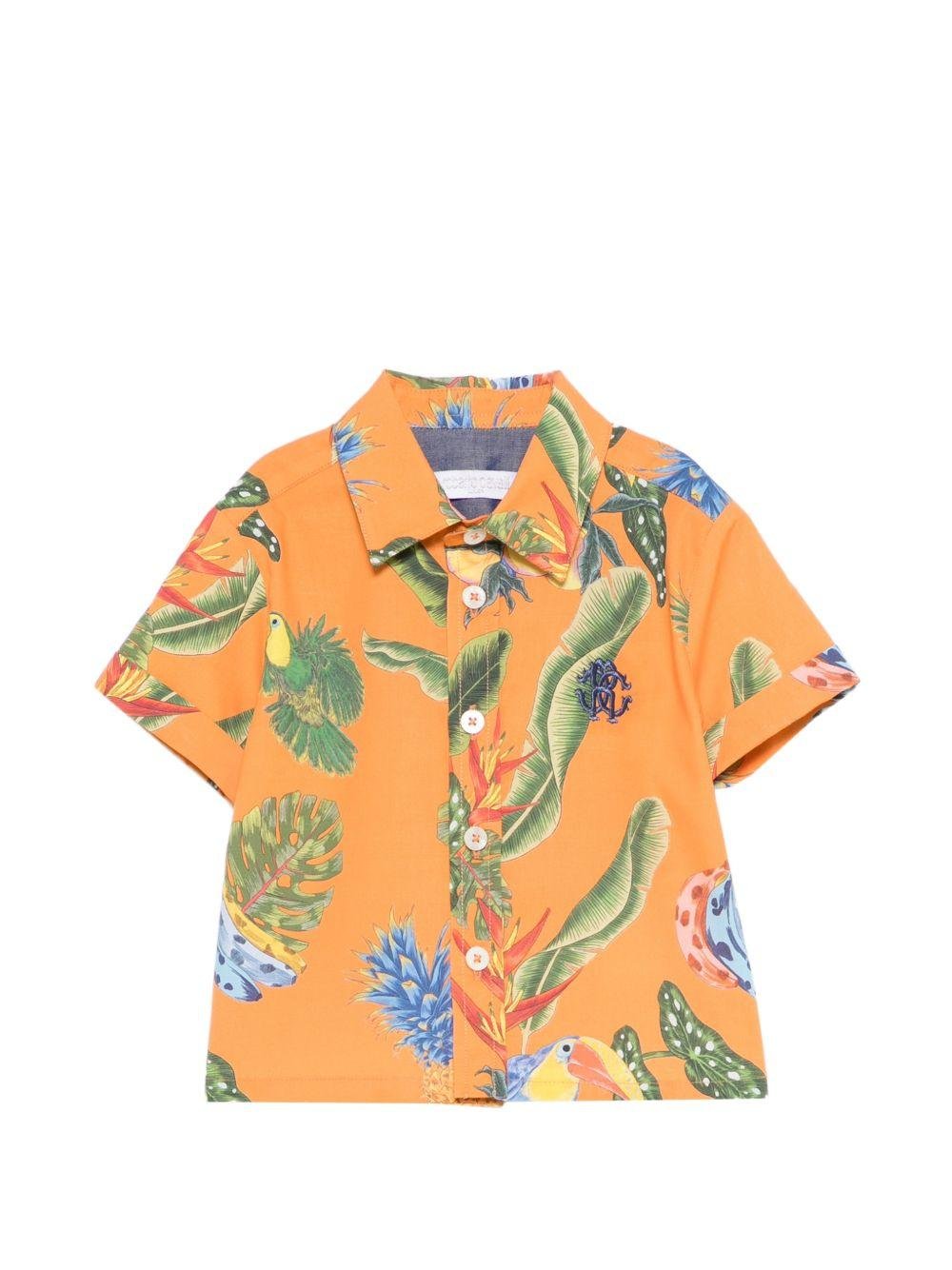 Camicia per neonato Roberto Cavalli Kids arancione con stampa tropicale - Rubino Kids