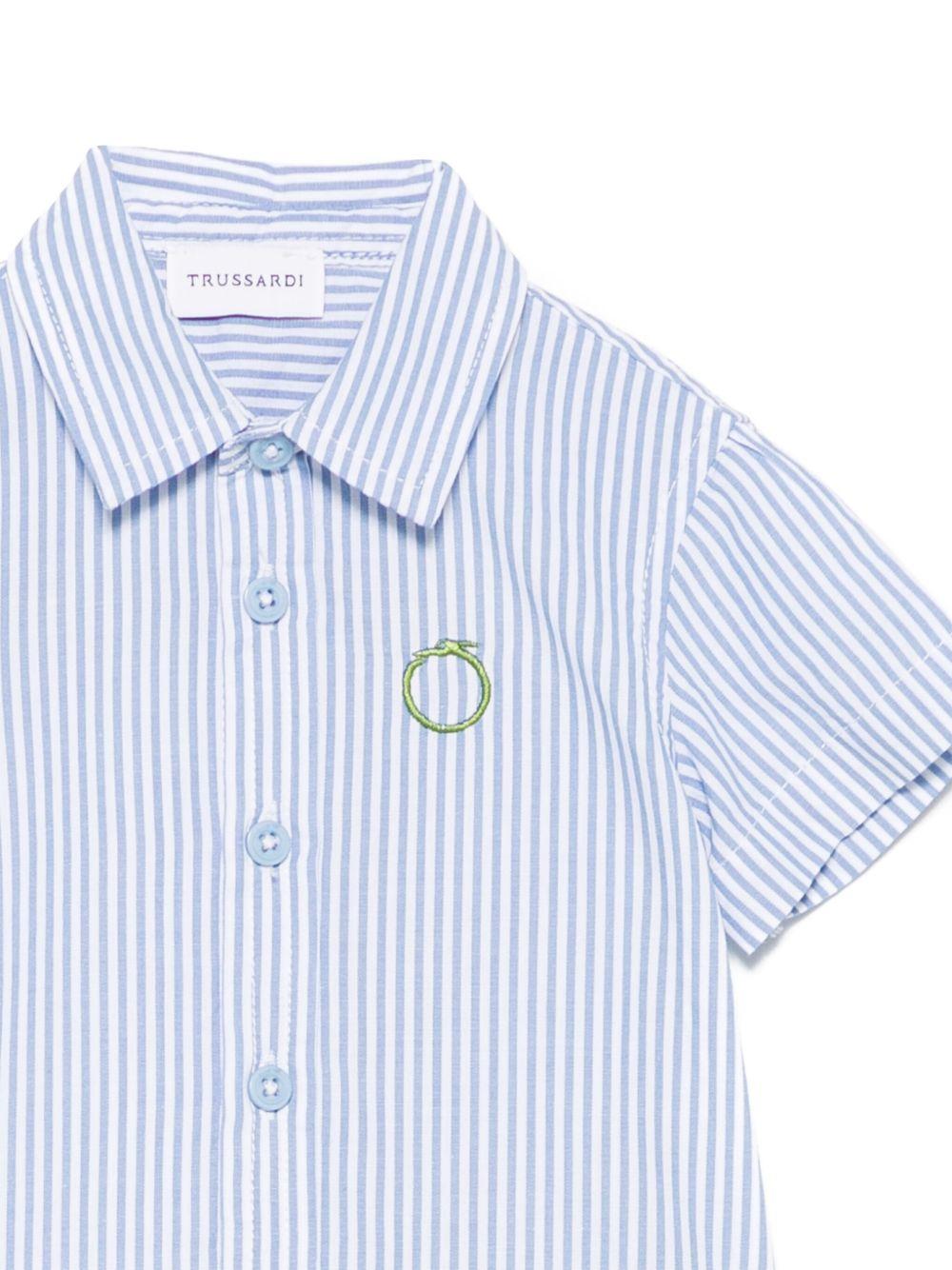 Camicia per neonato Trussardi Junior azzurro a righe con colletto classico e fibbia frontale - Rubino Kids