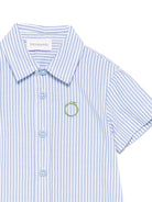 Camicia per neonato Trussardi Junior azzurro a righe con colletto classico e fibbia frontale - Rubino Kids