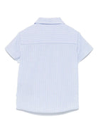 Camicia per neonato Trussardi Junior azzurro a righe con colletto classico e fibbia frontale - Rubino Kids