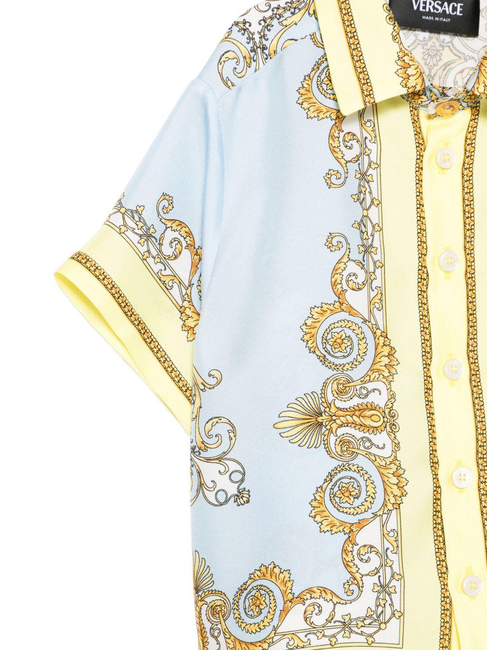Camicia per neonato Versace Kids azzurra con design barocco - Rubino Kids