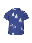 Camicia Sailing Boats per bambino Mini Rodini blu con colletto alla cubana - Rubino Kids