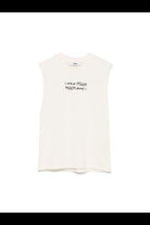 Canotta con stampa per bambino MSGM Kids beige con orlo a taglio vivo - Rubino Kids