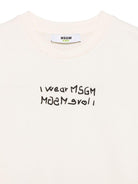 Canotta con stampa per bambino MSGM Kids beige con orlo a taglio vivo - Rubino Kids