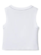 Canotta crop per bambina Brunello Cucinelli Kids bianco con scollo rotondo - Rubino Kids