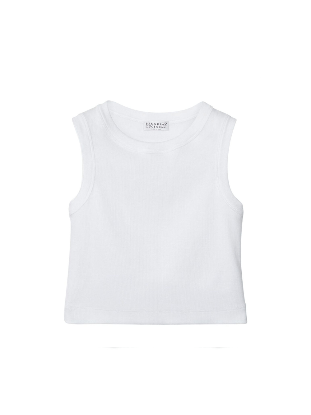 Canotta crop per bambina Brunello Cucinelli Kids bianco con scollo rotondo - Rubino Kids