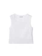 Canotta crop per bambina Brunello Cucinelli Kids bianco con scollo rotondo - Rubino Kids