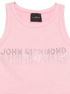 Canotta per bambina John Richmond Junior rosa con logo con strass - Rubino Kids
