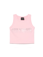 Canotta per bambina John Richmond Junior rosa con logo con strass - Rubino Kids
