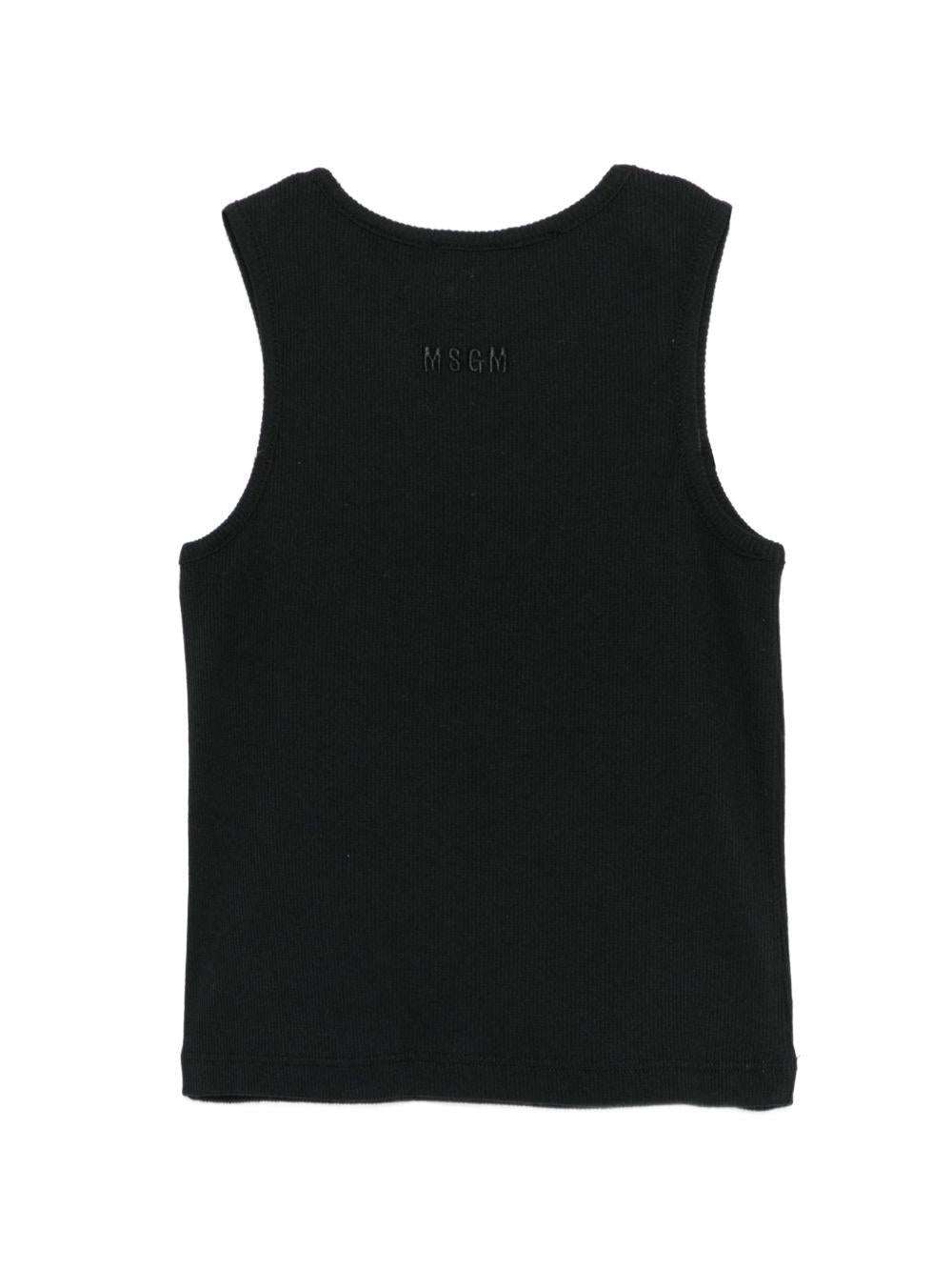 Canotta per bambina MSGM Kids nera con applicazioni - Rubino Kids