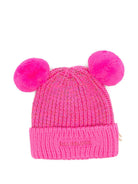 Cappello a coste per bambina Billieblush fucsia con pompon in pelliccia - Rubino Kids