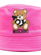 Cappello bucket con stampa Teddy Bear per neonato Moschino Kids fucsia con corona piatta - Rubino Kids