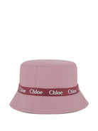 Cappello bucket per bambina Chloé Kids viola con fascia con logo a contrasto - Rubino Kids