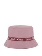 Cappello bucket per bambina Chloé Kids viola con fascia con logo a contrasto - Rubino Kids