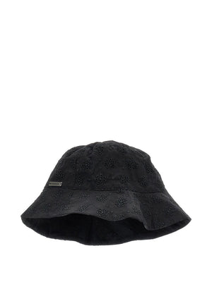 Cappello bucket per bambina Monnalisa nero con motivo a fiori