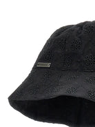 Cappello bucket per bambina Monnalisa nero con motivo a fiori - Rubino Kids